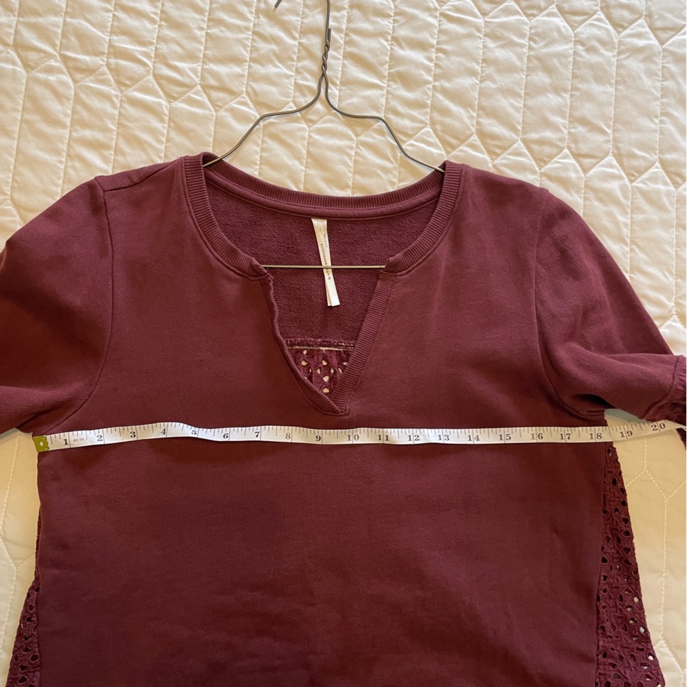 Anthropologie Plum Eyelet V Neck Balloon Sleeve Sweater Size XS - Picture 8 of 9